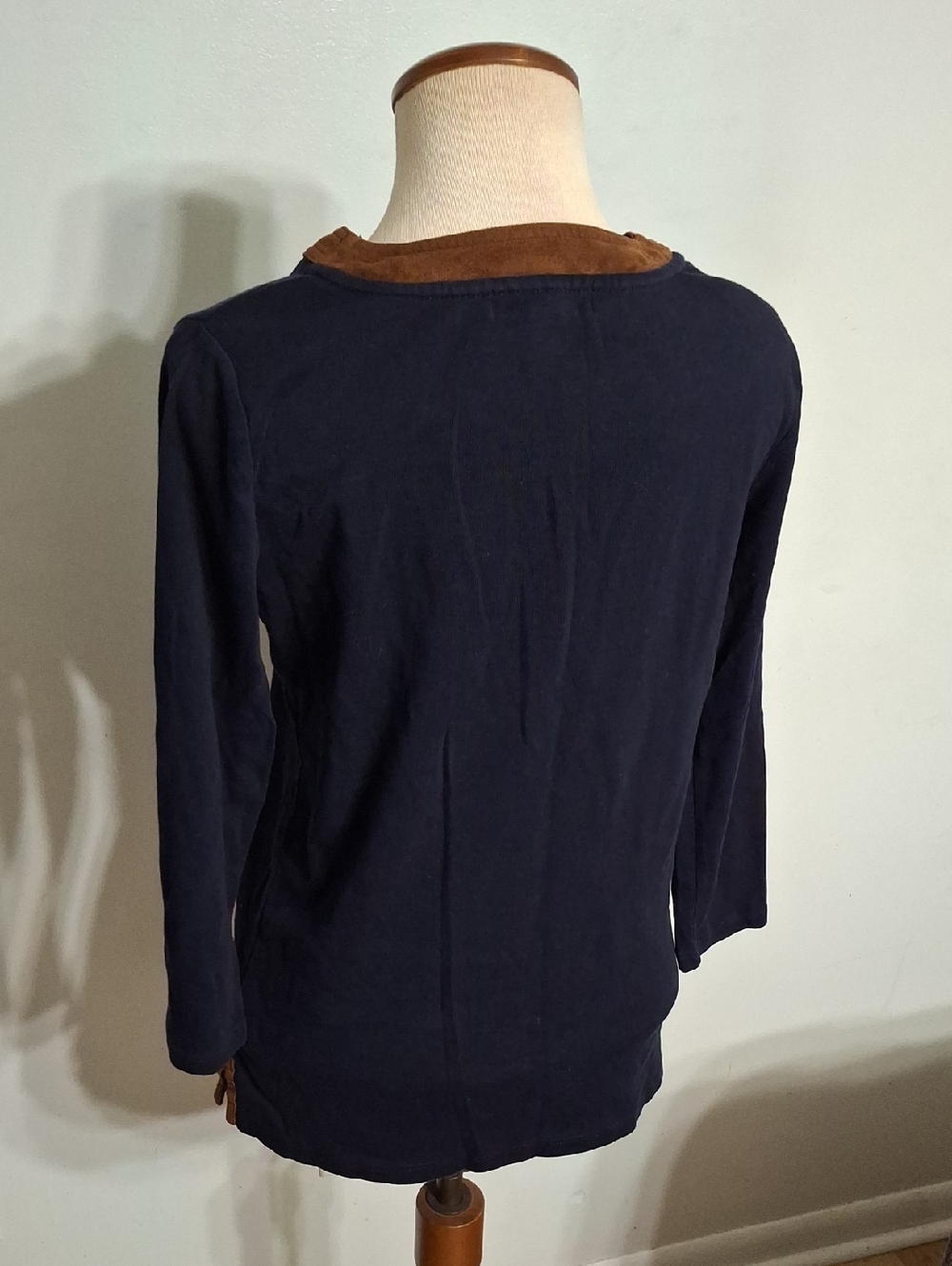 Ralph Lauren/ Navy Top with Brown Trim- W Sz Medium - Picture 5 of 6